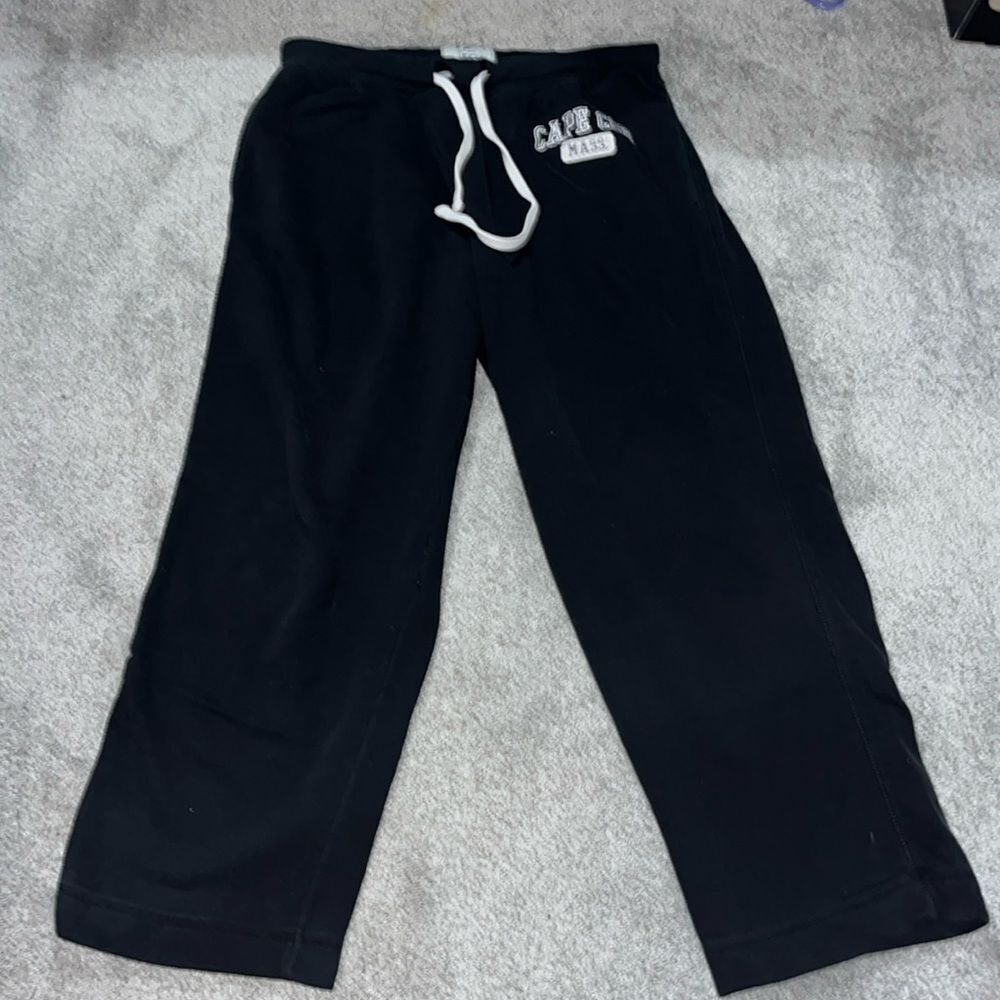 Cuffy's worn old Black Drawstring Fleece Sweatpants Coastal Cape COD MA XL mens